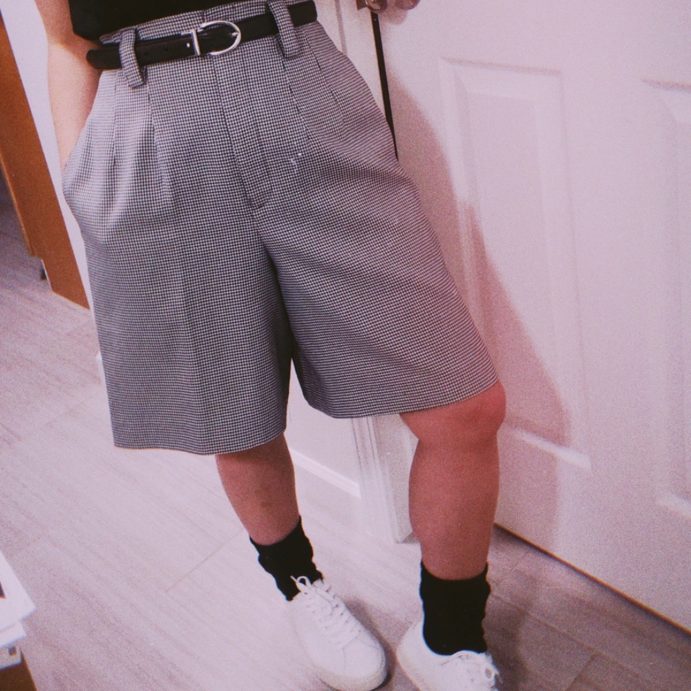 VINTAGE HIGH-WAISTED PLAID SHORTS